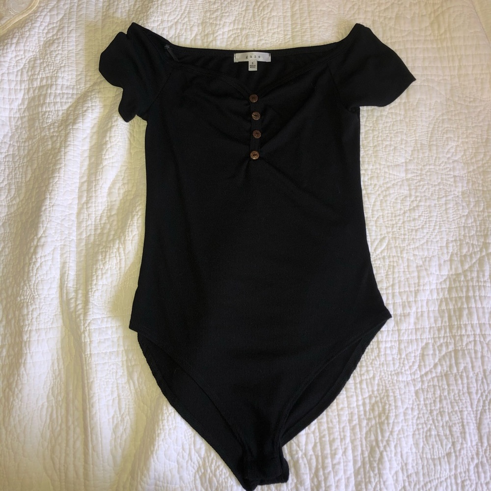 Black V-Neck Body Suit